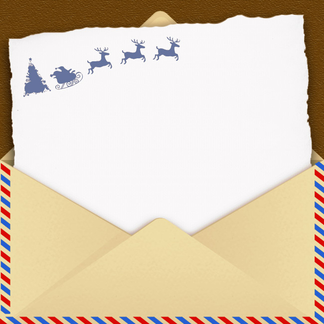ECards for the New 2026 year by email Postcard with festive envelope and Santa's deer