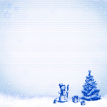 Christmas greeting cards by email Postcard with a snowman and a Christmas tree