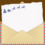 Christmas greeting cards by email Postcard with festive envelope and Santa's deer